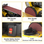 Woodskil 4.3A Belt Sander, 4 x 36 in. Belt & 6 in. Disc Sander