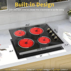 Electric Cooktop 30 Inch - 5 Burners Built-in Ceramic Cooktop, 30" Electric Stove Top with Glass Protection Metal Frame, 9 Heating Level, 8400W, 220-240V for Hard Wire(No Plug)