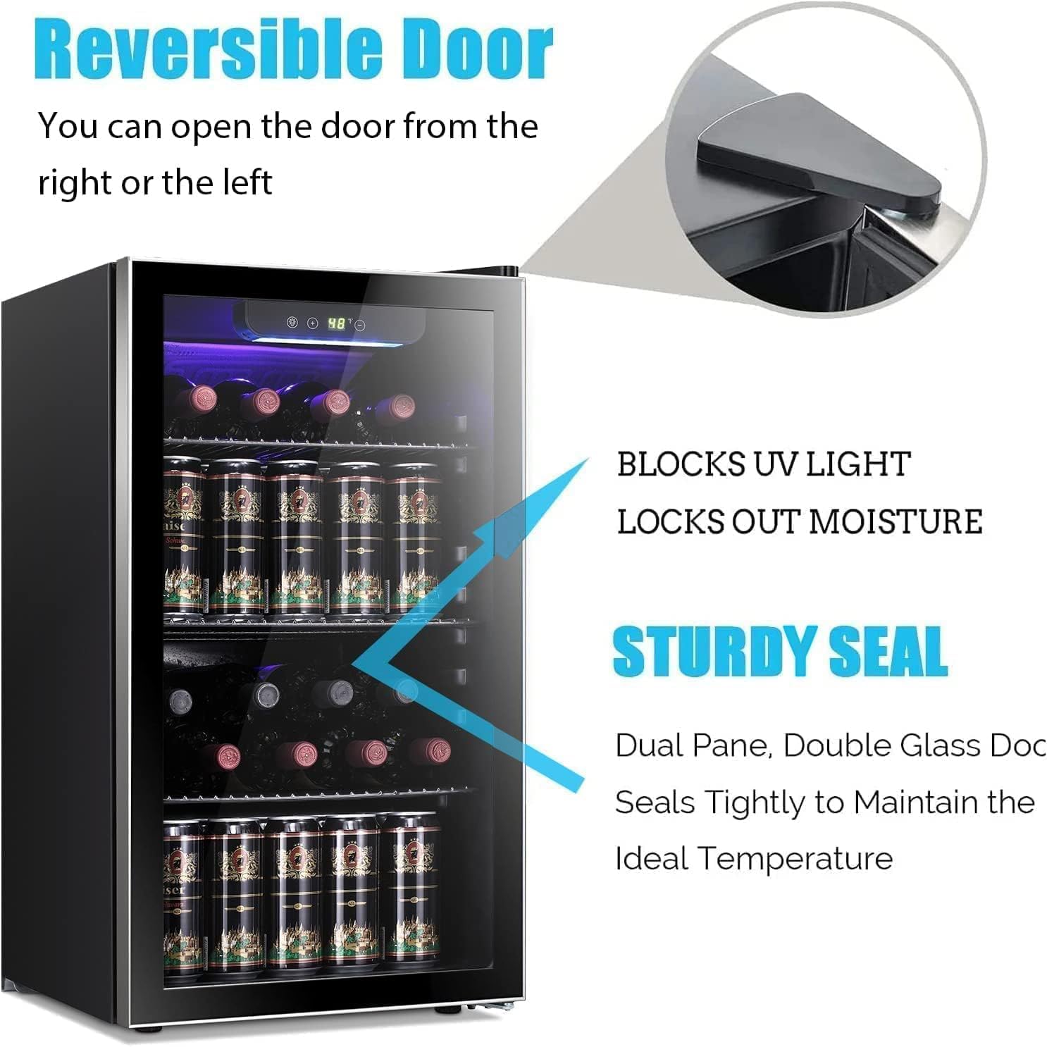 Antarctic Star 26 Bottle 130 Can Wine Cooler/Cabinet Beverage Refrigerator Mini Wine Cellar