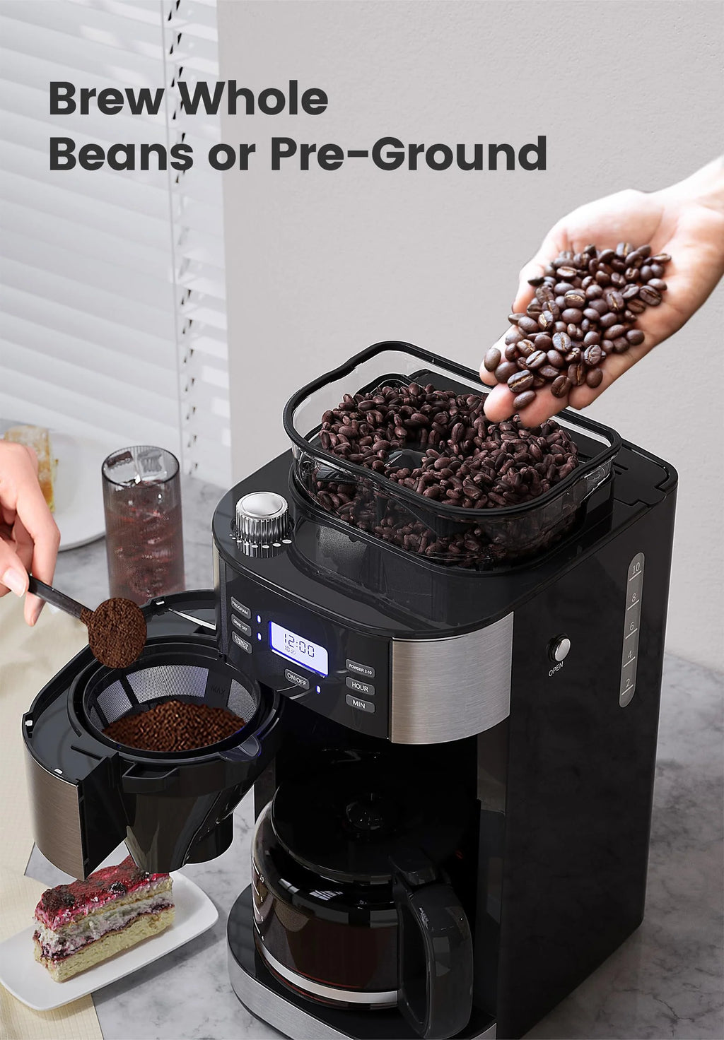 Gevi 10-Cup Coffee Maker with Built-in Grinder