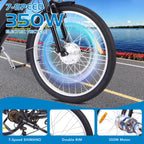 Garvee 3 Wheel Electric Bicycle for Men Women, 350W Motor Electric Tricycle for Adults, 26" Fat Tire Motorized Bicycle w/ 36V 10Ah Removable Battery, 7 Speed Electric Trike up to 50+ Miles, 3 Modes
