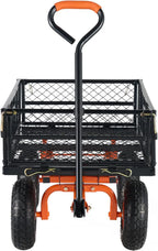 Garden Dump Cart, Heavy Duty Garden Wagon Yard Dump Wagon with Removable Sides, Convert to Flatbed, Utility Liner, 10in All Terrain Wheels