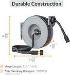 Giraffe Tools Pressure Washer Hose Reel, Any Length Lock, Auto Rewind, Wall Mounted