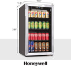 Beverage Refrigerator and Cooler, 115 Can Mini Fridge with Glass Door for Soda Beer or Wine for Office or Bar with Adjustable Removable Shelving