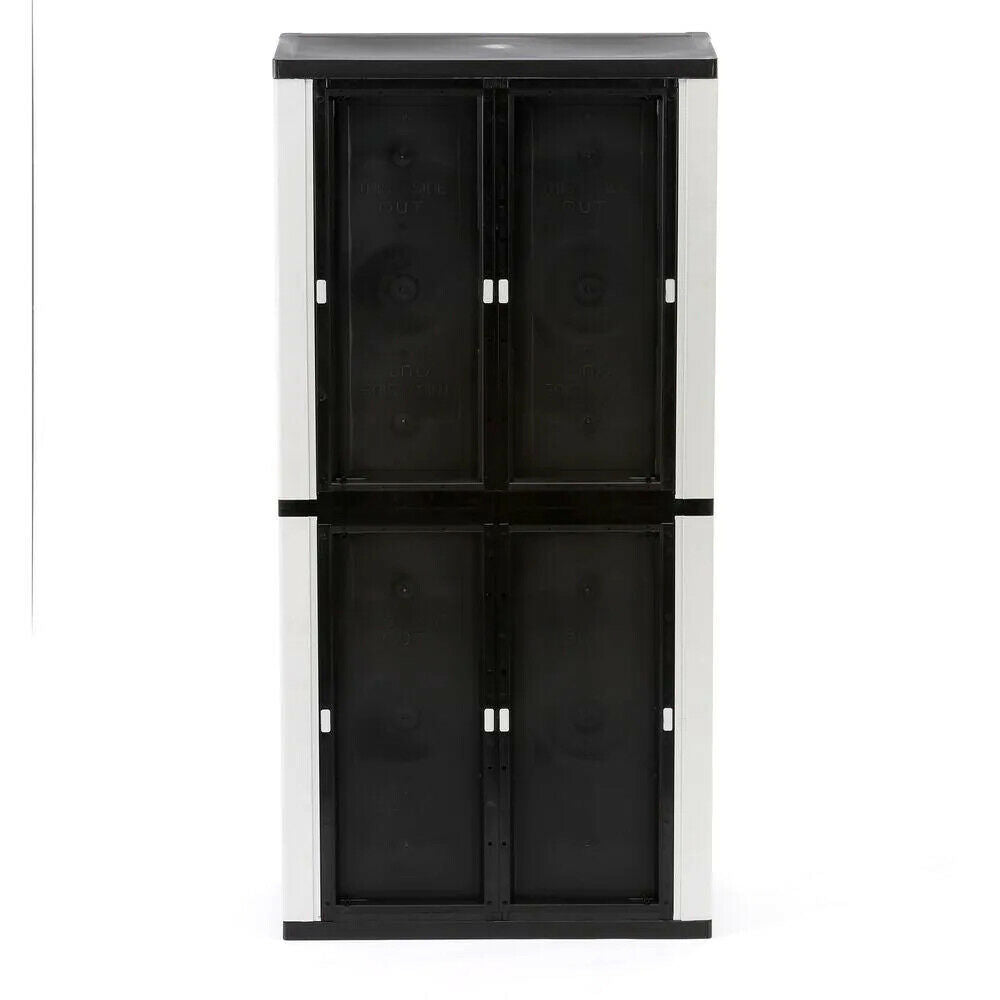 HDX Gray Plastic Freestanding Garage Cabinet, 35′′W x 71′′H x 18′′D, with Adjustable Shelves and Lockable Doors