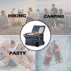 Portable 12V Car Refrigerator Freezer, 37 Qt, Dual Zone, App Control, for Camping & Travel, Dark Blue/Black
