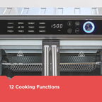 Crisp 'N Bake Air Fryer Toaster Oven Combo, 12 in 1 Countertop Convection Oven Cooks Food Fast, Fits a Whole Pizza or 6 Toast Slices, French Doors with Stainless Steel Finish