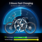 Adult Electric Bike, 350W BAFANG Motor (500W Peak), 4A 3H Fast Charging, 468Wh Li-Ion Battery, 21 Speed Gears, Air Saddle, 45 Miles 20 MPH 26" Mountain Bike Electric Bike