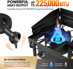 ROVSUN 3 Burner Gas Stove with 2 Side Shelves