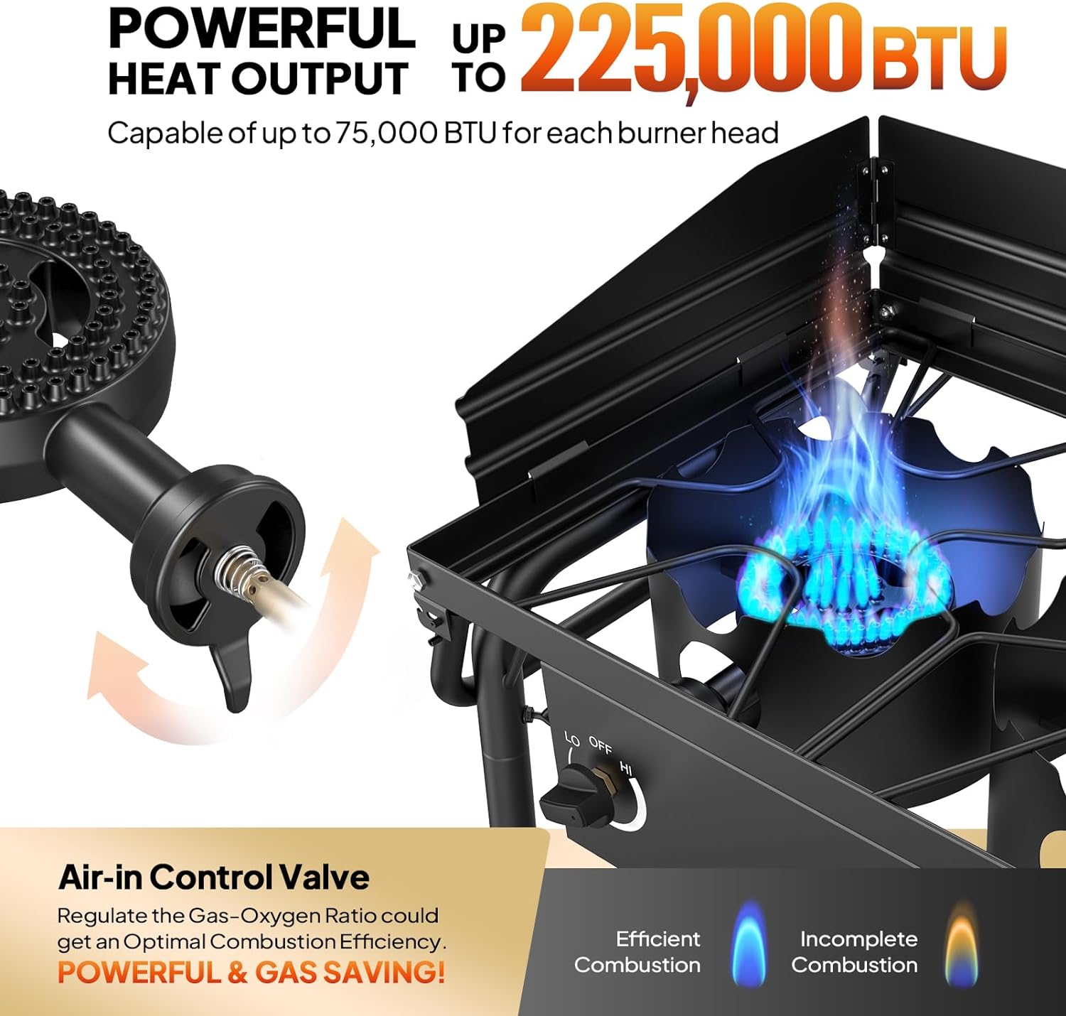 ROVSUN 3 Burner Gas Stove with 2 Side Shelves