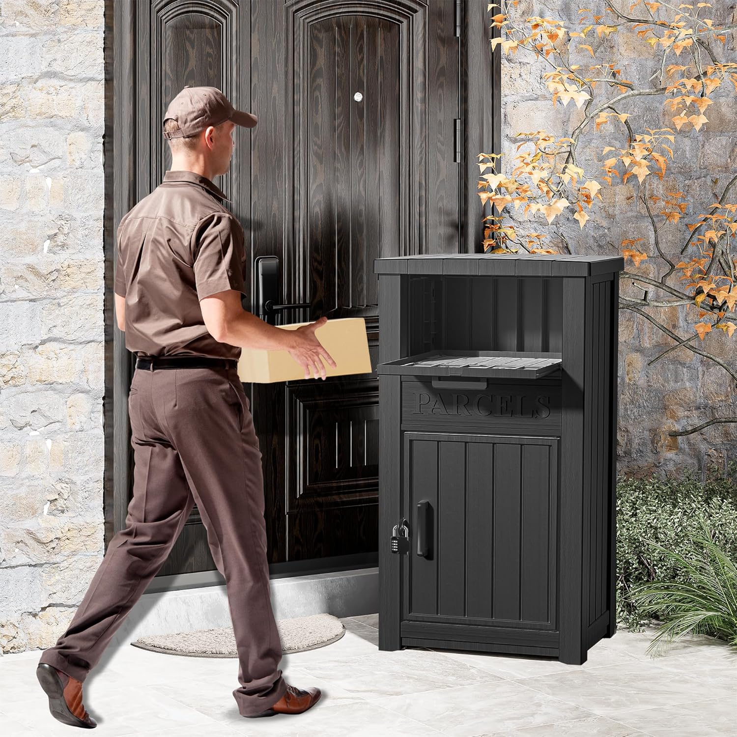 LHBGO Package Delivery Box for Outside, Storage Box with Lockable Secure