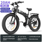 Eletric Bike for Adults, 750W Motor 48V 20Ah Removable Battery 26'' Fat Tire Folding E-Bike Shimano 21-Speed MTB Cycling UL2849