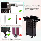 AROUS 5 in 1 Professional Makeup Train Case with 360° Swivel Wheels