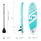 Marnur Inflatable Paddle Board SUP, 10′ x 30′′ x 6′′, PVC, 330 lbs Capacity, with Accessories