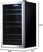 Beverage Refrigerator Cooler | 126 Cans Free Standing with Right Hinge Glass Door | Mini Fridge Beverage Organizer Perfect For Beer, Wine, Soda, And Cooler Drinks