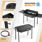 ROVSUN 3 Burner Gas Stove with 2 Side Shelves