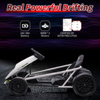 24V Go Kart for Kids 8-12, 300W*2 Motors, 9Ah Battery, 8MPH Speed, Music, Horn, 175lbs Max Load �� White