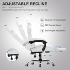 GTPLAYER Gaming Chair, Computer Chair with Footrest and Lumbar Support, Height Adjustable Game Chair with 360  -Swivel Seat and Headrest and for Office or Gaming (White)