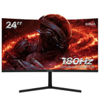 CRUA 24" 180Hz Curved Gaming Monitor - FHD 1080P Frameless Computer Monitor, AMD Freesync, Low Motion Blur,Dp&Hdmi Port, Black