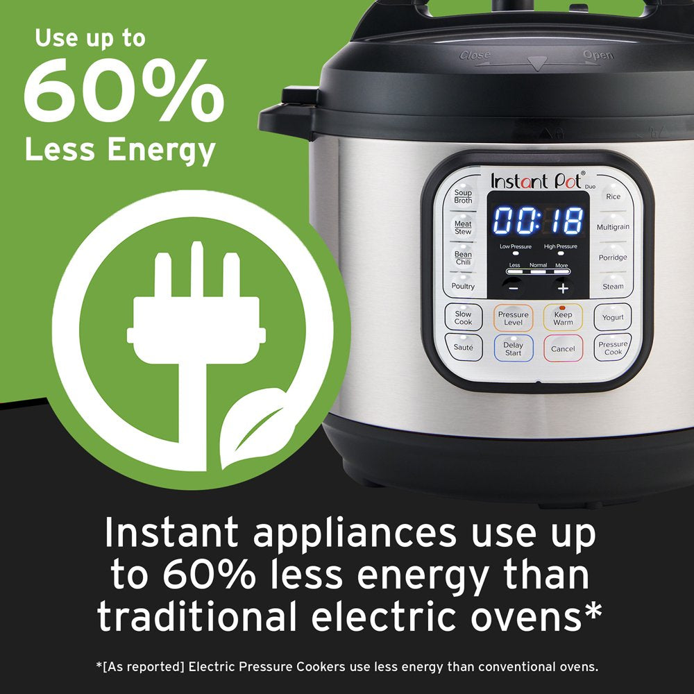 Instant Pot Duo 6 Qt 7-in-1 Electric Pressure Cooker with Easy-Release Steam Switch, Stainless Steel
