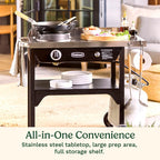 Cuisinart �� Outdoor Wok Station, 50,000 BTU Propane Outdoor Wok Burner w Prep Table, 14�测�� Carbon Steel Wok for Stir Fry, Searing, BBQ �� Black