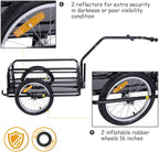Aosom Foldable Bike Cargo Trailer, 80lbs Capacity, 16′′ Wheels, Black, with Hitch
