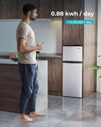EUHOMY 3.2 Cu.Ft Mini Fridge with Freezer �� 2-Door Compact Refrigerator for Bedroom, Dorm, Office or Apartment, Silver