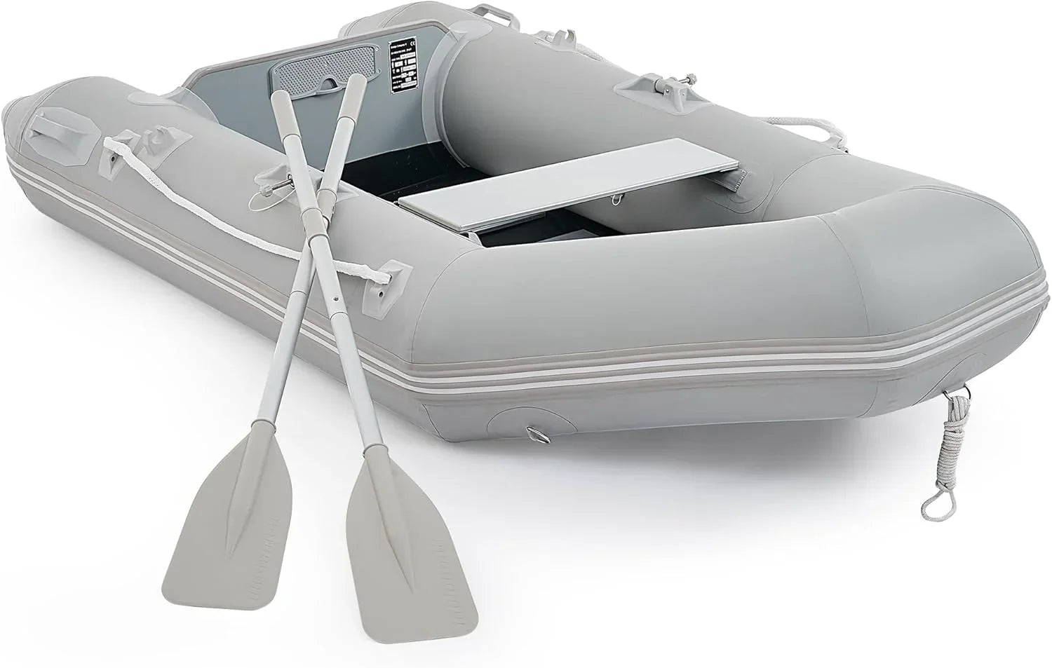 CREWORKS 7.5ft Inflatable Dinghy Boat, 2 Person 660lb Transom Sport Tender Boat with Pump Aluminum Oars Floor, Heavy Duty Inflatable Raft Kayak for Adults