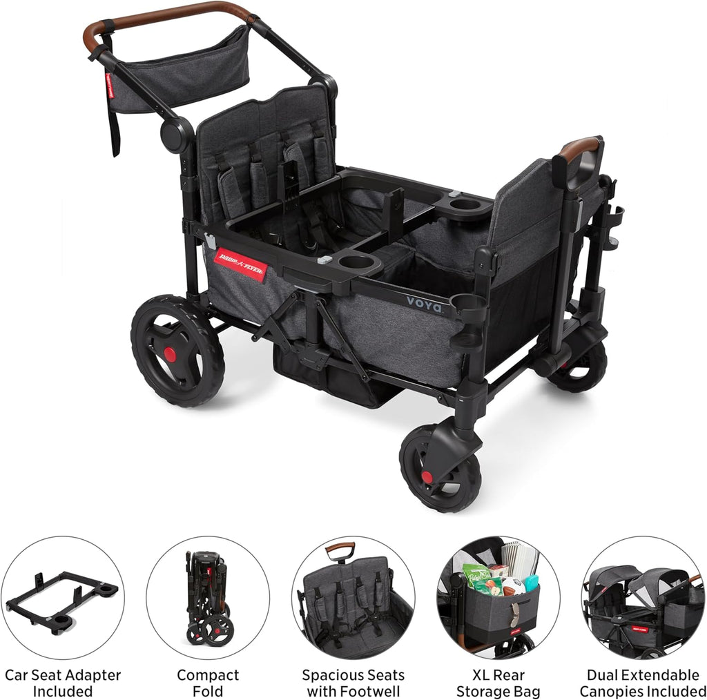 Stroller Wagon, 4 Seater Wagon Stroller for Kids with Low Sides, Baby Stroller Wagon, Quad Stroller