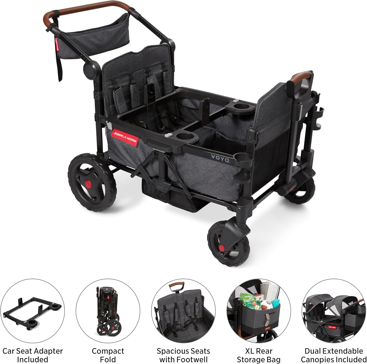 Stroller Wagon, 4 Seater Wagon Stroller for Kids with Low Sides, Baby Stroller Wagon, Quad Stroller