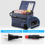 Portable 12V Car Refrigerator Freezer, 37 Qt, Dual Zone, App Control, for Camping & Travel, Dark Blue/Black