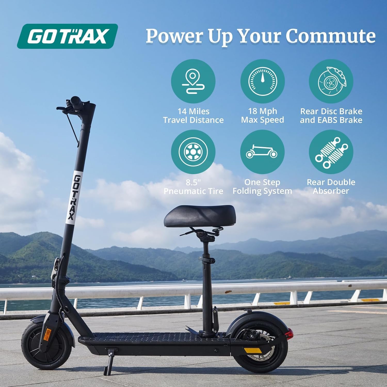 Adult Electric Scooter, 8.5 Inch Pneumatic Tires, Max Range 14/18 Miles, Max Speed 15.5/18 MPH, Powered by 300 Watt Motor, with Cruise Control Adult Folding Electric Scooter