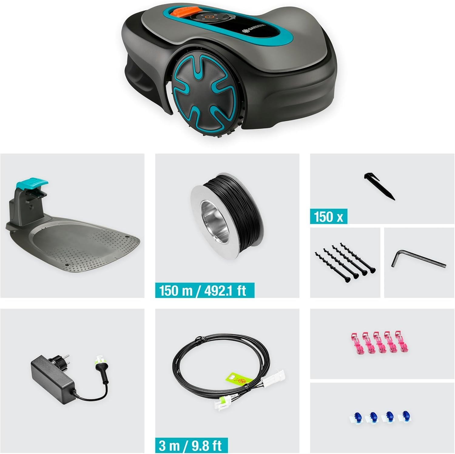 Gardena Robotmaaier SILENO minimo 500 m: intelligente grasmaaier met optimale connectiviteit, programmeerbaar met Gardena Bluetooth-app, DE-versie (15202-20)