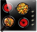 Electric Cooktop 30 Inch - 5 Burners Built-in Ceramic Cooktop, 30" Electric Stove Top with Glass Protection Metal Frame, 9 Heating Level, 8400W, 220-240V for Hard Wire(No Plug)