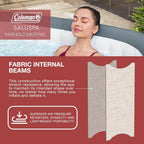 4 to 6 Person Inflatable Hot Tub Square Portable Outdoor Spa with 114 Soothing AirJets and Insulated Cover, Gray-Coleman