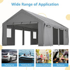 Thanaddo Heavy Duty Car Port with Roll-up Sidewall and Ventilated Windows
