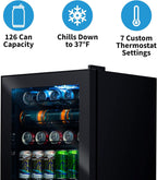 Beverage Refrigerator Cooler | 126 Cans Free Standing with Right Hinge Glass Door | Mini Fridge Beverage Organizer Perfect For Beer, Wine, Soda, And Cooler Drinks