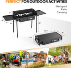 ROVSUN 3 Burner Gas Stove with 2 Side Shelves