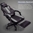 BOSSIN Ergonomic Gaming Chair with Footrest, Headrest & Lumbar Support, Reclines 90-155°, PU Leather, 300 lbs Capacity