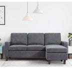 Walsunny Convertible Sectional Sofa, L-Shaped Linen Fabric Couch with Reversible Design and Movable Ottoman for Small Spaces