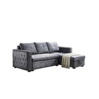 Reversible 90.5in. Gray Velvet Sleeper Sectional Sofa L-Shape 3 Seat Sectional Couch with Storage
