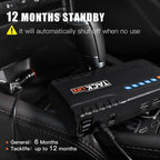 Tacklife T6 800A 18000mAh Car Jump Starter for 7.0L Gas & 5.5L Diesel Engines with Quick Charge, LCD Display, Safety Features, Orange