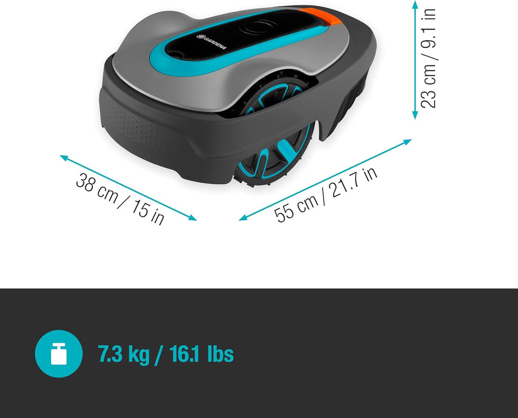 Gardena Robotmaaier SILENO minimo 500 m: intelligente grasmaaier met optimale connectiviteit, programmeerbaar met Gardena Bluetooth-app, DE-versie (15202-20)
