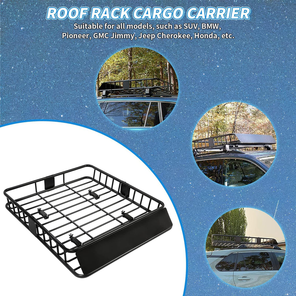 ECOTRIC 64" x 38" x 4'' Universal Roof Rack Cargo Carrier Basket