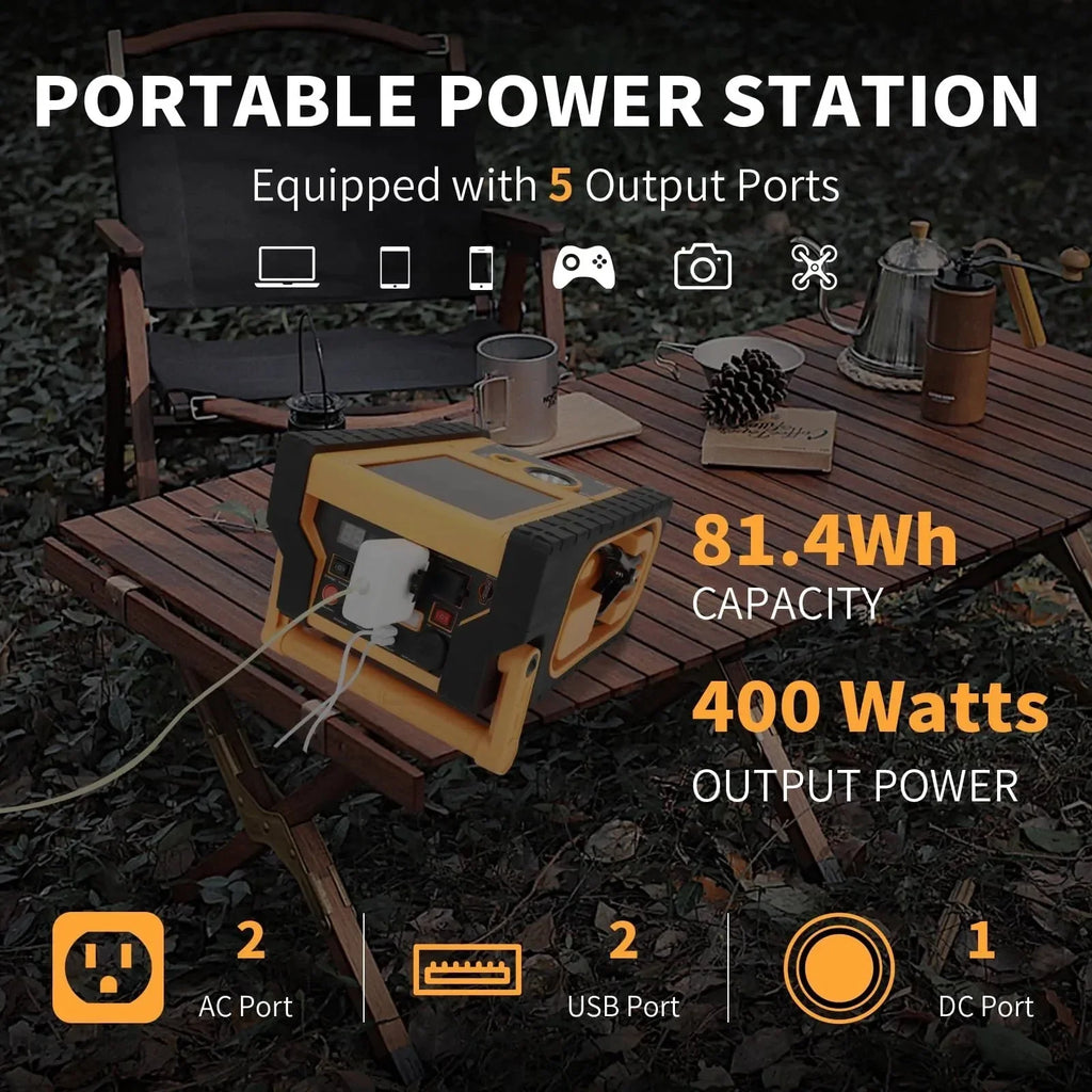 2000A Car Jump Starter with Air Compressor, 5W Solar Panel Portable Power Station, Tire Inflator 260PSI, Car Battery Charger with Inverter Dual 400W AC DC USB Ports, 12V Battery Pack Jump Box
