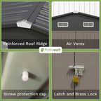 Patiowell 10 x 10 ft Outdoor Storage Metal Shed with Sloping Roof and Double Lockable Door