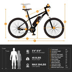 Jasion Electric Bike for Adults with 360Wh Removable Battery