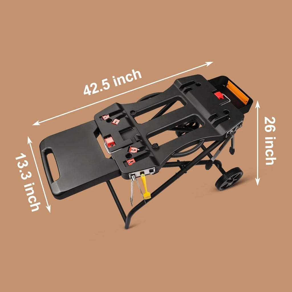 Versatile Grill Cart for Weber Q1000/Q2000 & Blackstone 17/22, Durable & Convenient