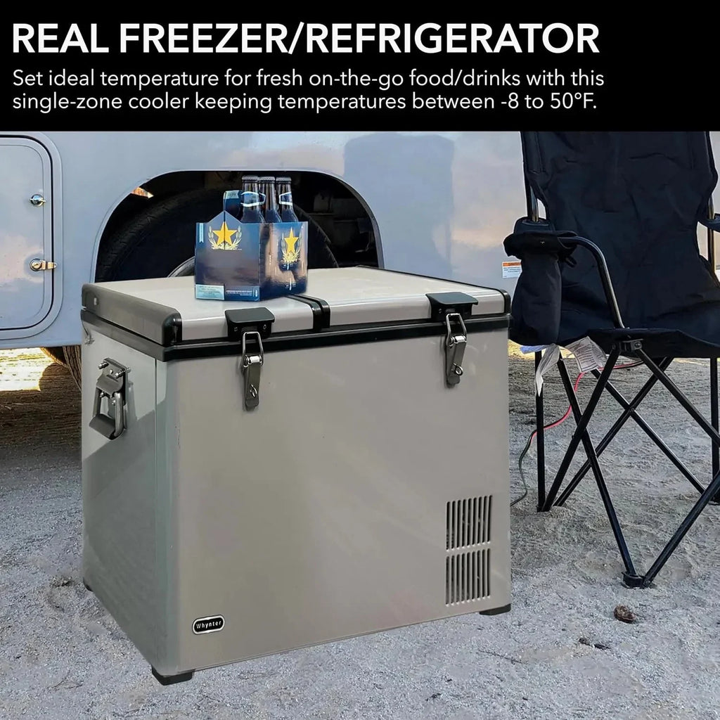 FM-65G 65 Quart Portable Refrigerator and Deep, AC 110V/ DC 12V, Real Chest Freezer for Car, Home, Camping, and RV with-8掳F to 50掳F Temperature Range, Gray, One Size