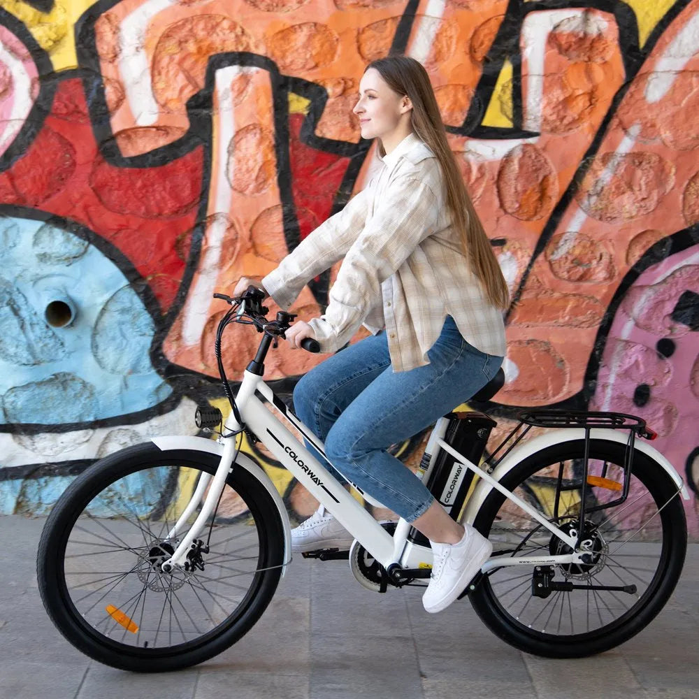 COLORWAY BK8 Women’s 26′′ Electric Bike, 500W Motor, 36V 12Ah Battery, Steel Frame, Disc Brakes